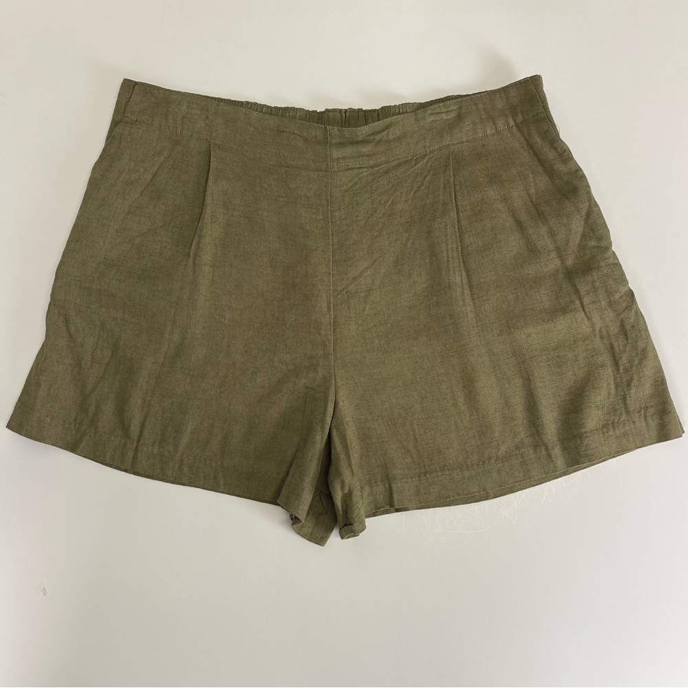 Industry Linen Blend Shorts Womens Size XL Olive Green Pull On NWT NEW